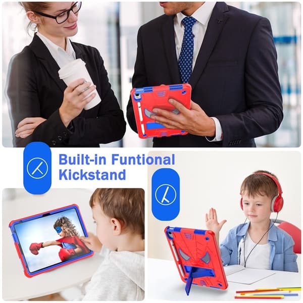 SKALO iPad 11" (2025) Hämähäkinverkko Lastenkuori - Punainen