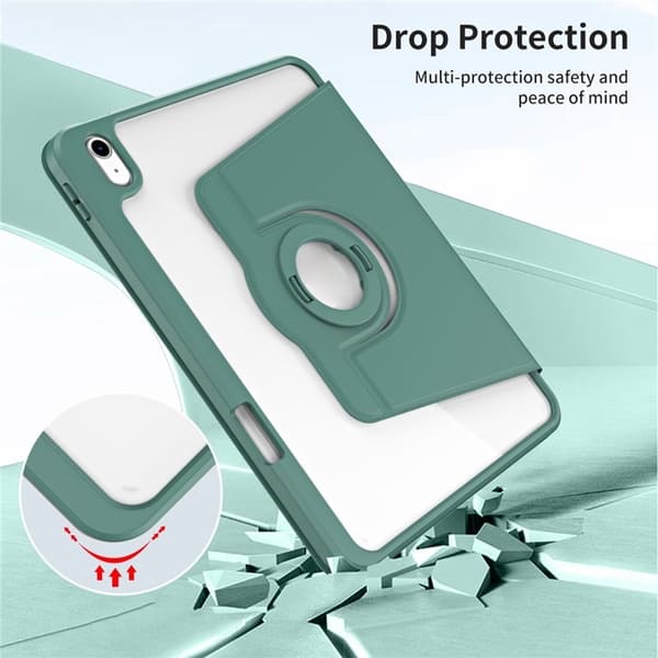 SKALO iPad 11" (2025) PU-Läder Rotary Kickstand Detachable 2 i 1 Fodral - Grön