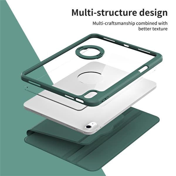 SKALO iPad 11" (2025) PU-Läder Rotary Kickstand Detachable 2 i 1 Fodral - Grön