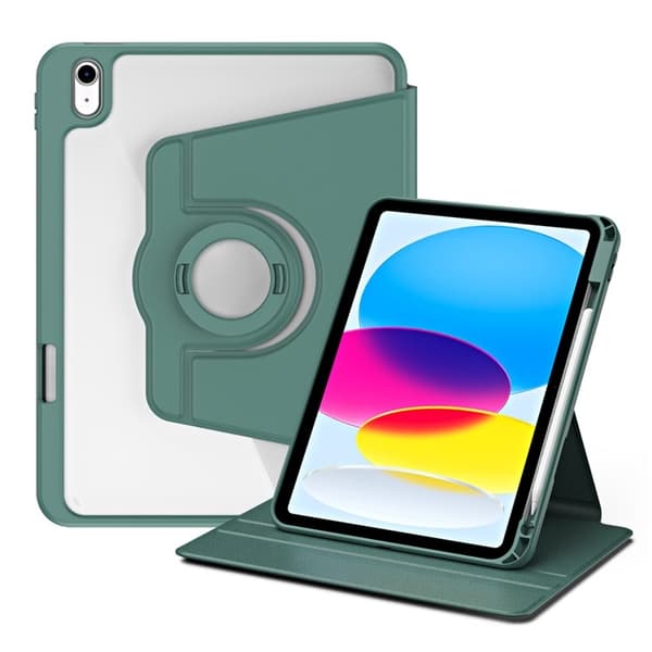 SKALO iPad 11" (2025) PU-Läder Rotary Kickstand Detachable 2 i 1 Fodral - Grön
