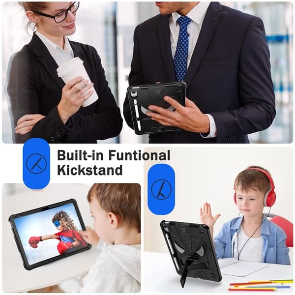 SKALO iPad 10.9 (2022) Hämähäkinverkko Lastenkuori - Musta