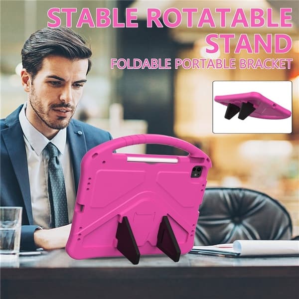 SKALO iPad Pro 13 (2024) Barnskal med handtag och ställ - Rosa