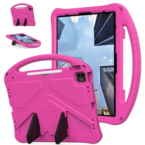 SKALO iPad Pro 13 (2024) Barnskal med handtag och ställ - Rosa