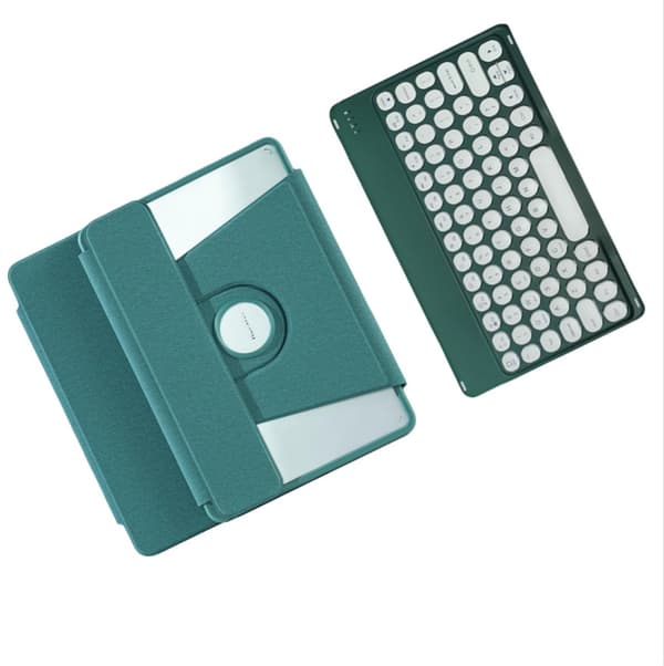 INF Kompatibel med iPad 10.9/11-tommers/Air 11 (2024) 360° roterende stativ Bluetooth-tastatur + etui