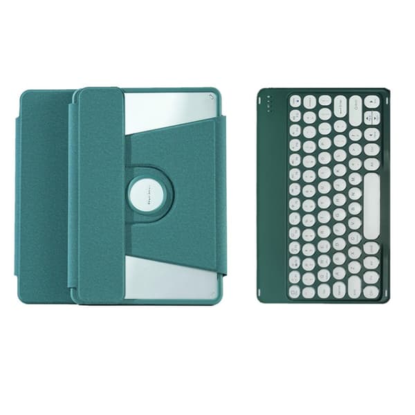 INF Kompatibel med iPad 10.9/11-tommers/Air 11 (2024) 360° roterende stativ Bluetooth-tastatur + etui