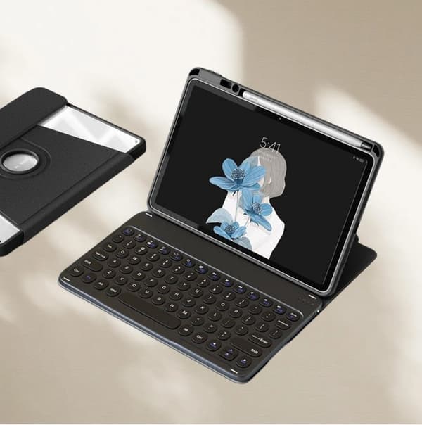 INF Kompatibel med Xiaomi 6/6pro 11-tommers 360° roterende stativ Bluetooth-tastatur + etui
