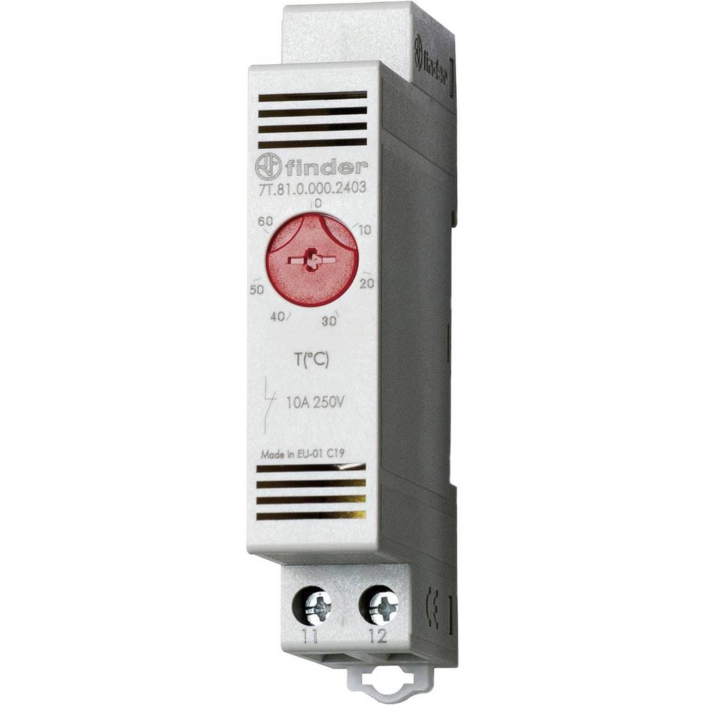 Värmetermostat för skåp 7T.81.0.000.2403 Finder 250 V/AC 1 NC (L x B x H) 88.8 x 17.5 x 47.8 mm