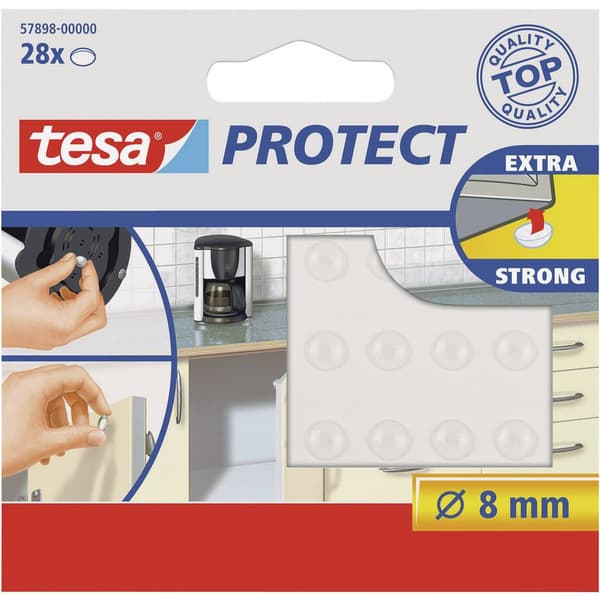 tesa 57898-00000-00 Apparatfot självhäftande, rund Transparent (Ø) 8 mm 28 st