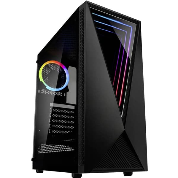 Kolink VOID RGB Midi-Tower Datorchassi GAMER Svart 1 Förinstallerad LED-fläkt, Sidofönster, Dammfilter Svart