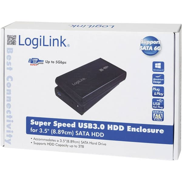 LogiLink UA0107 8,9 cm (3,5 tum) hårddiskhölje 3.5 tum USB 3.2 Gen 1