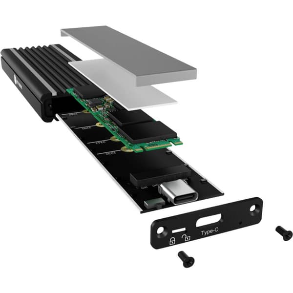 ICY BOX IB-1824ML-C31 M.2 SSD-hölje USB-C® (USB 3.2 Gen 2) 10 GBit/s M.2 PCLe NVMe 2230, 2242, 2260, 2280 60717