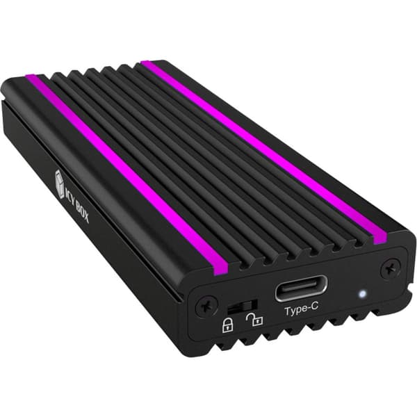 ICY BOX IB-1824ML-C31 M.2 SSD-hölje USB-C® (USB 3.2 Gen 2) 10 GBit/s M.2 PCLe NVMe 2230, 2242, 2260, 2280 60717 Svart