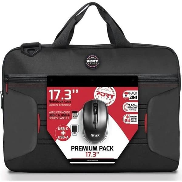 PREMIUMPACKNING: Datorväska 17 + Trådlös mus + Dungle USB & Type C-adapter