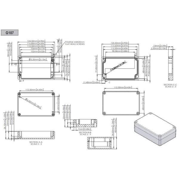 Gainta G107 Universalhölje 125 x 80 x 40 Aluminium Aluminium legerad Aluminium (natur) 1 st