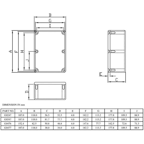Gainta G0477 Hölje 187 x 118 x 38 Aluminium Aluminium legerad Aluminium (natur) 1 st