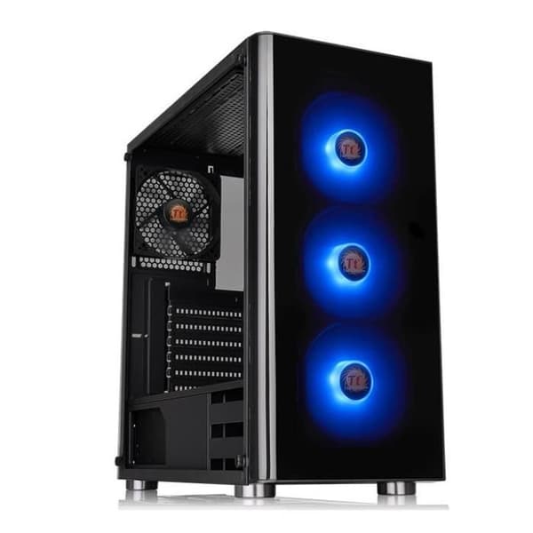 THERMALTAKE ATX Medium Tower PC-fodral - Versa V200 TG RGB - härdat glas - 3x120mm RGB + 1x120mm - Svart