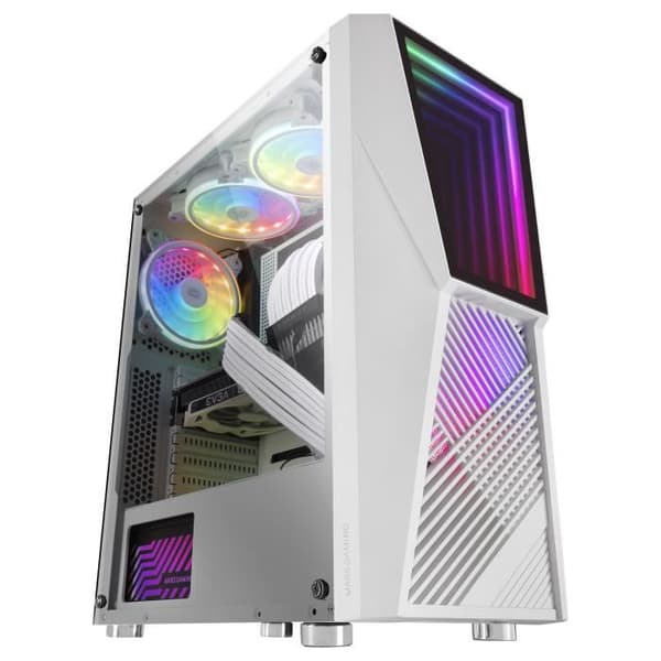 Spelchassi - Mars Gaming - MC777 - Vit - Härdat Glas - 2 ARGB-fläktar