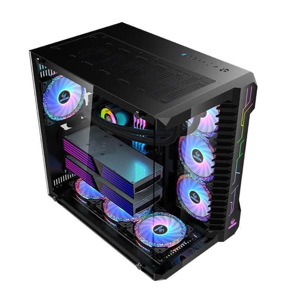 Computer Case UFO III 4st 120mm ARGB fläktar med controller Black
