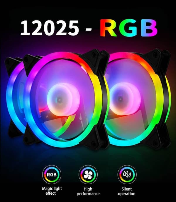 Computer Case UFO III - 4kpl 120mm RGB-tuulettimet ohjaimella