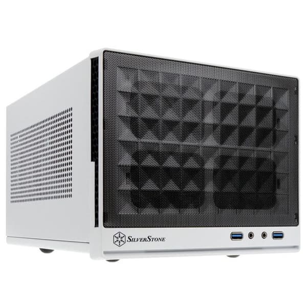 SilverStone SST-SG13WB - Sugo Compact Mini-ITX Cube PC-fodral, Mesh Frontpanel, Svart &amp; Vit Svart, Vit