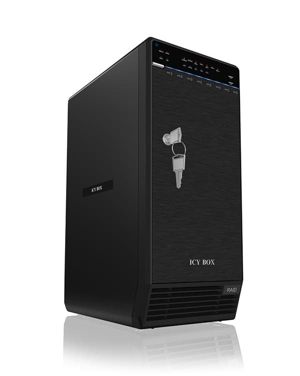 Icy Box IB-3680SU3 eksternt kabinet (JBOD) til 8x 3,5 tommer SATA-harddiske, USB 3.0 (UASP) & eSATA-forbindelse, SATA III, 2x smart blæser Sort