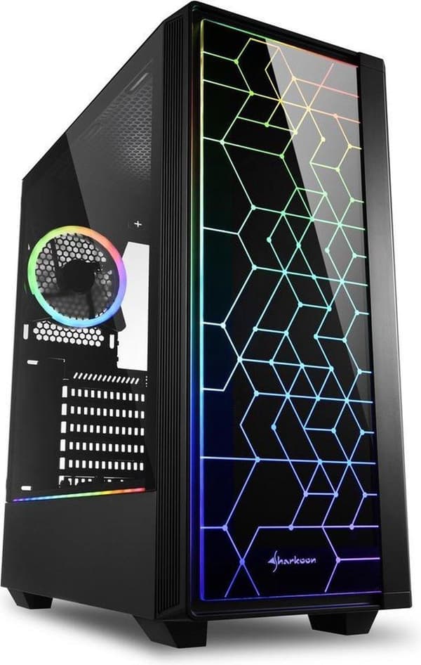 Sharkoon RGB LIT 100 Midi Tower Sort Sort
