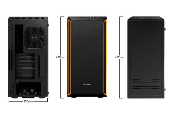 var tyst! Pure Base 600 Window Midi Tower Svart, Orange