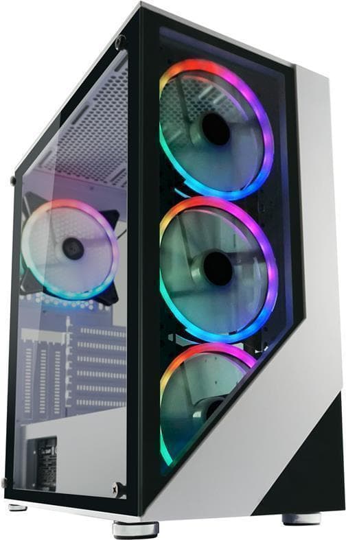 LC-Power Gaming 803W - Midi Tower - PC - Sort - Hvid - ATX - micro ATX - Mini-ITX - Metal - Plast - Hærdet glas - Gaming (ATX GAMING 803W-ON) Sort, Hvid