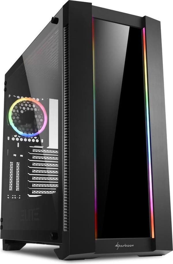 Sharkoon ELITE SHARK CA200G Midi Tower Sort Sort