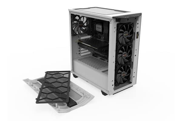var tyst! Pure Base 500DX Desktop Vit - Härdat glas