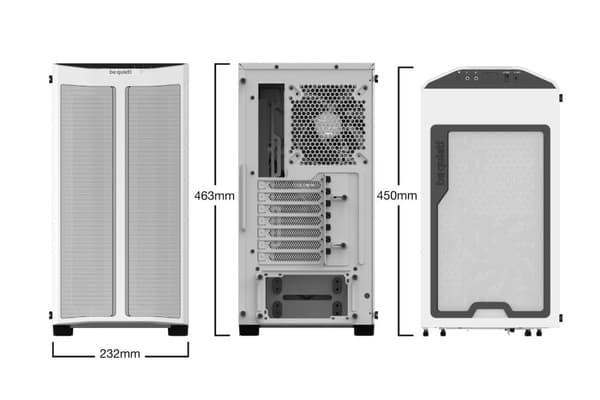 var tyst! Pure Base 500DX Desktop Vit - Härdat glas