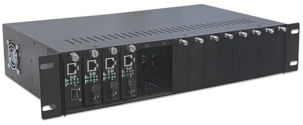 Intellinet 507356 14 Slot Media Converter -kotelo, musta