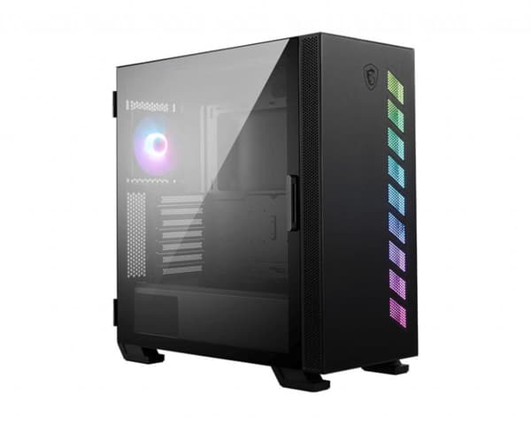 MSI MAG VAMPIRIC 300R - MDT - Laajennettu ATX - ikkunallinen sivupaneeli (karkaistu lasi) - ilman virtalähdettä (ATX) - musta - USB/Audio musta