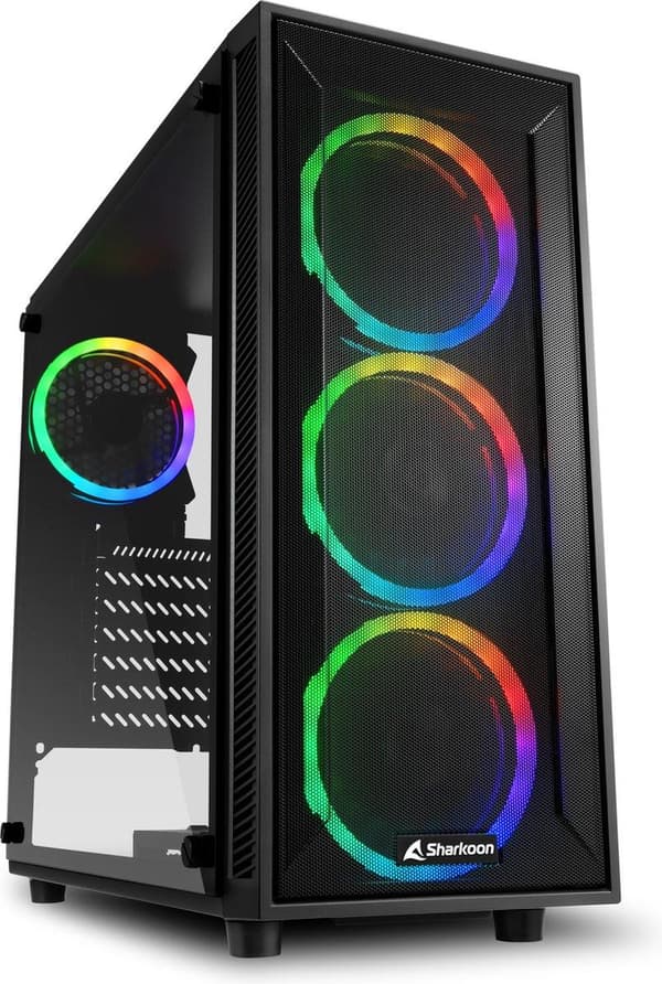 Sharkoon TG4M RGB-ATX - Adresserbar RGB - 2 x USB 3.0 - 1 x USB-C - Sort Sort