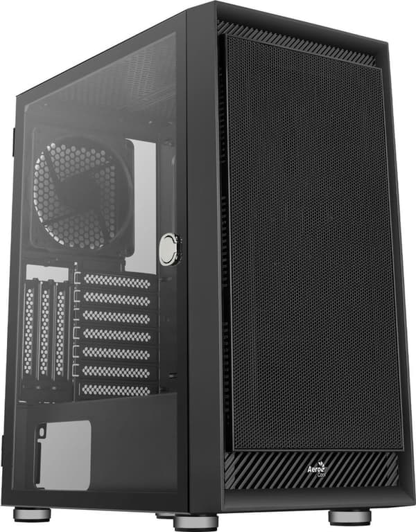 AeroCool Graphite - MDT - ATX - sidepanel med vindue (hærdet glas) - ingen strømforsyning (ATX) - sort - USB/Audio (ACCM-PB24013.11) Sort