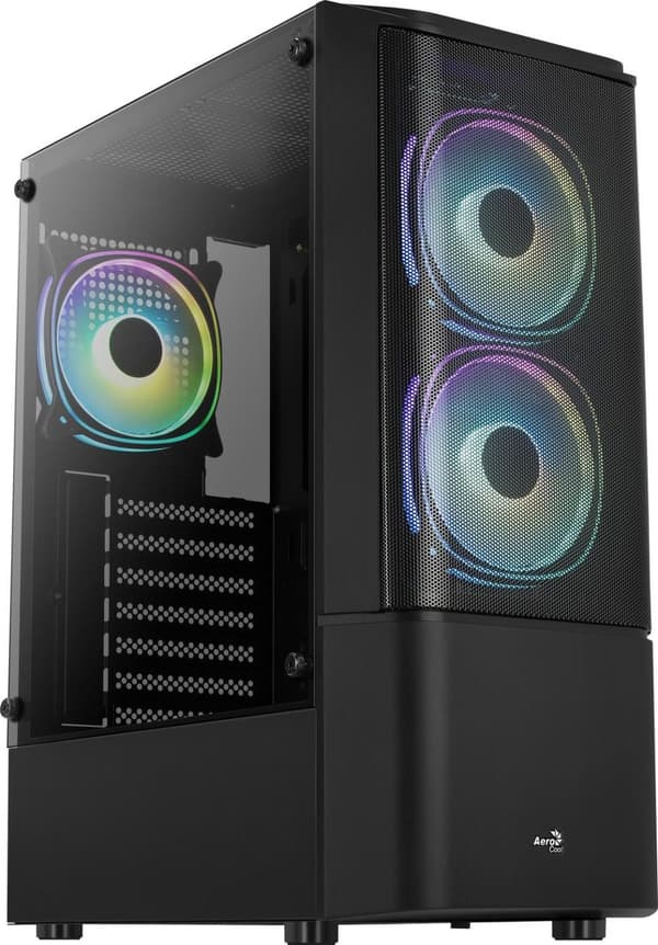 AeroCool Quantum Mesh - MDT - ATX - Sidepanel med vindue (hærdet glas) - ingen strømforsyning (ATX) - sort - USB/Audio (ACCM-PV31133.11) Sort
