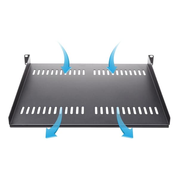 Ventileret 1U rackhylde - 16 tommer dyb - 1U ventileret rackhylde - Tilføj en robust 1U ventileret rackhylde i næsten ethvert serverrack eller -skab