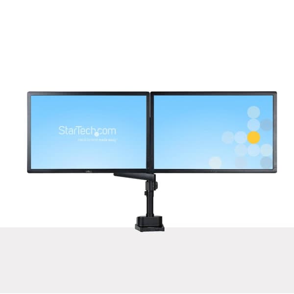 StarTech.com Dobbelt skærmarm til skrivebordsmontering, Full Motion skærmbeslag til 2x VESA-skærme op til 32" (8 kg), lodrette stabelbare arme, højdej