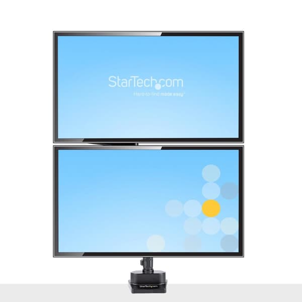 StarTech.com Dobbelt skærmarm til skrivebordsmontering, Full Motion skærmbeslag til 2x VESA-skærme op til 32" (8 kg), lodrette stabelbare arme, højdej