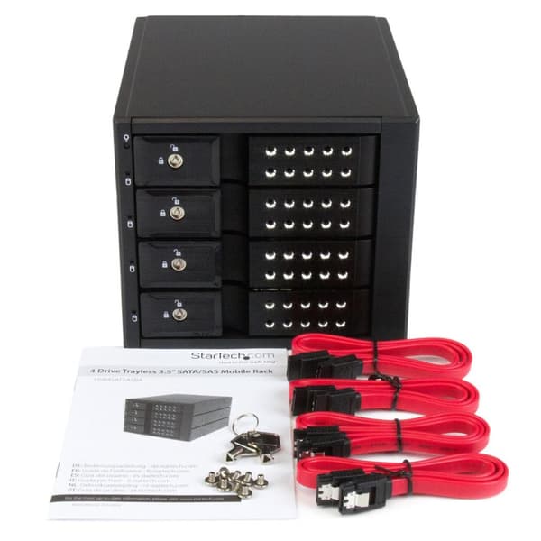 StarTech 4-bays aluminiumbricka utan hot swap mobilrackbakplan för 3,5 tum SAS II/SATA III - 6 Gbps hårddisk