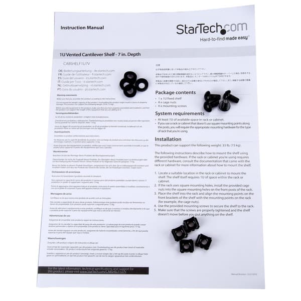 StarTech Ventilerad 1U serverhylla - 7 / 17,8 cm djup