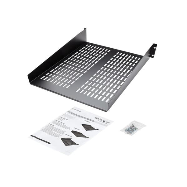 StarTech 2U 22 tommer ventilerende hylde - Rackmonterbar - Fast hylde Serverrack Serverskab - 22 kg