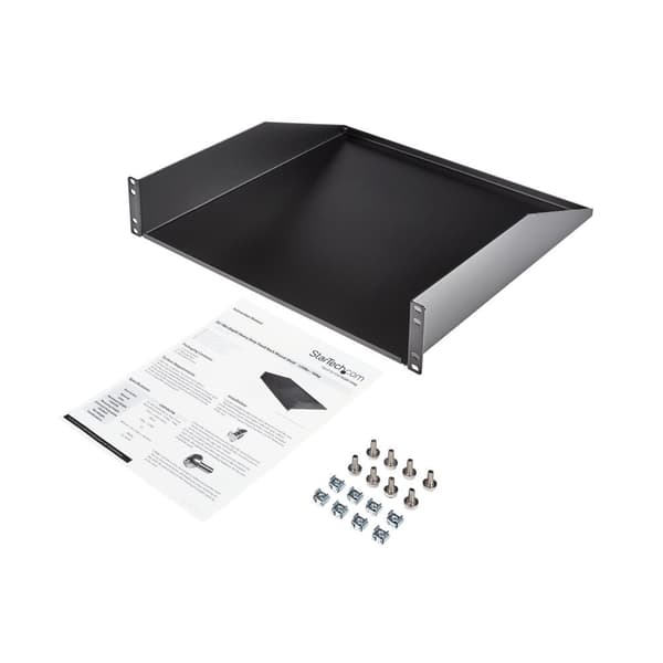 StarTech 2U fribærende hyldestativmontering - Robust serverrack med fast hylde - 56 kg