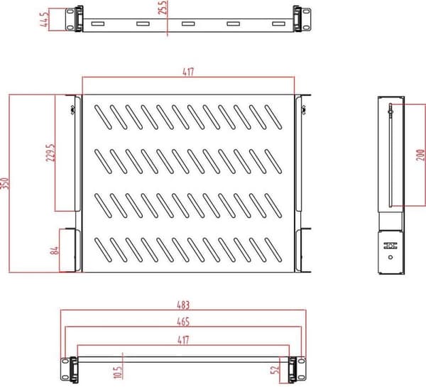 Renkforce RF-3432148 19 tommer serverrack skabsbund 1 U tilbagetrækkelig Velegnet til skabsdybde: fra 400 mm Sort
