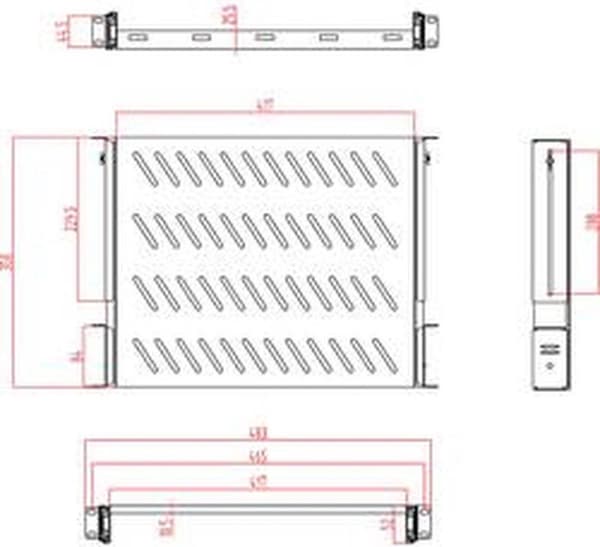 Renkforce RF-3432148 19 tommer serverrack skabsbund 1 U tilbagetrækkelig Velegnet til skabsdybde: fra 400 mm Sort