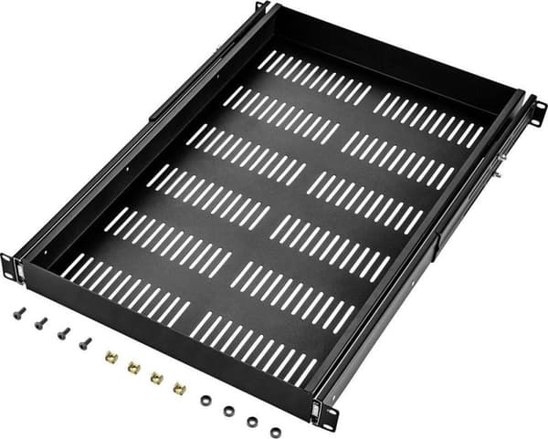 Renkforce RF-3432150 19 tommer Server rack kabinet base 1 U Udtrækkelig Velegnet til kabinet dybde: fra 500 mm Sort