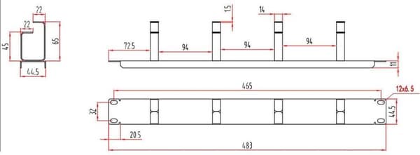Renkforce RF-3429148 19 tommer Server rack kabinet kabelhåndtering 1 U Sort