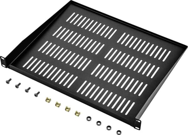Renkforce RF-3432152 19 tuuman palvelintelinekaapin pohja 1 U Soveltuu kaapin syvyyteen: alkaen 400 mm Musta