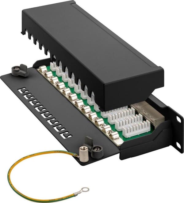 10 tommer CAT6a STP patchpanel - 12 porte