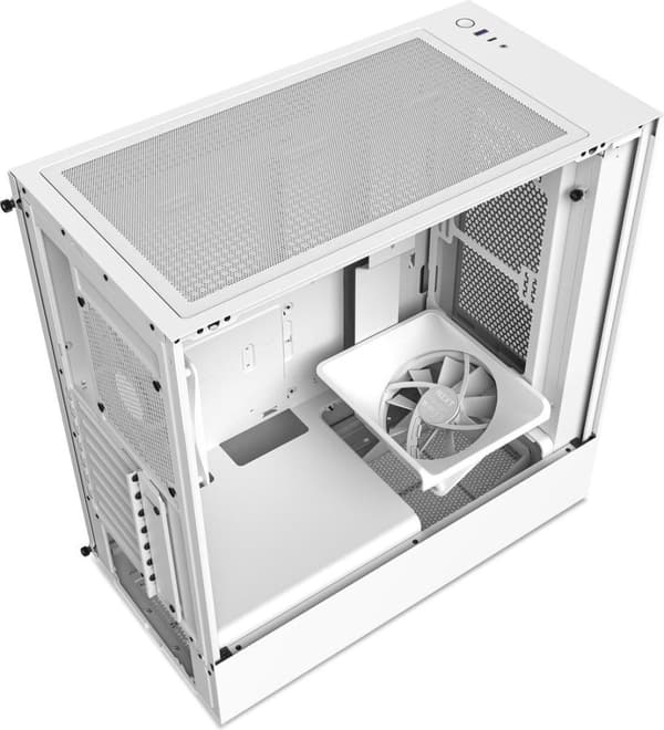 NZXT H5 FLOW Hvid - Midtower model - Mini-ITX, Micro-ATX, ATX - ingen strømforsyning - SGCC stål, hærdet glas - Hvid